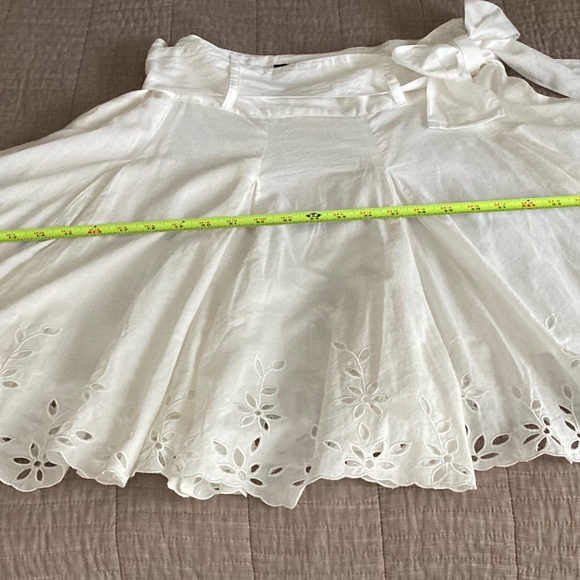 Boston Proper Pleated Cotton Eyelet Skirt w Bow NWT Size14 - Picture 5 of 12